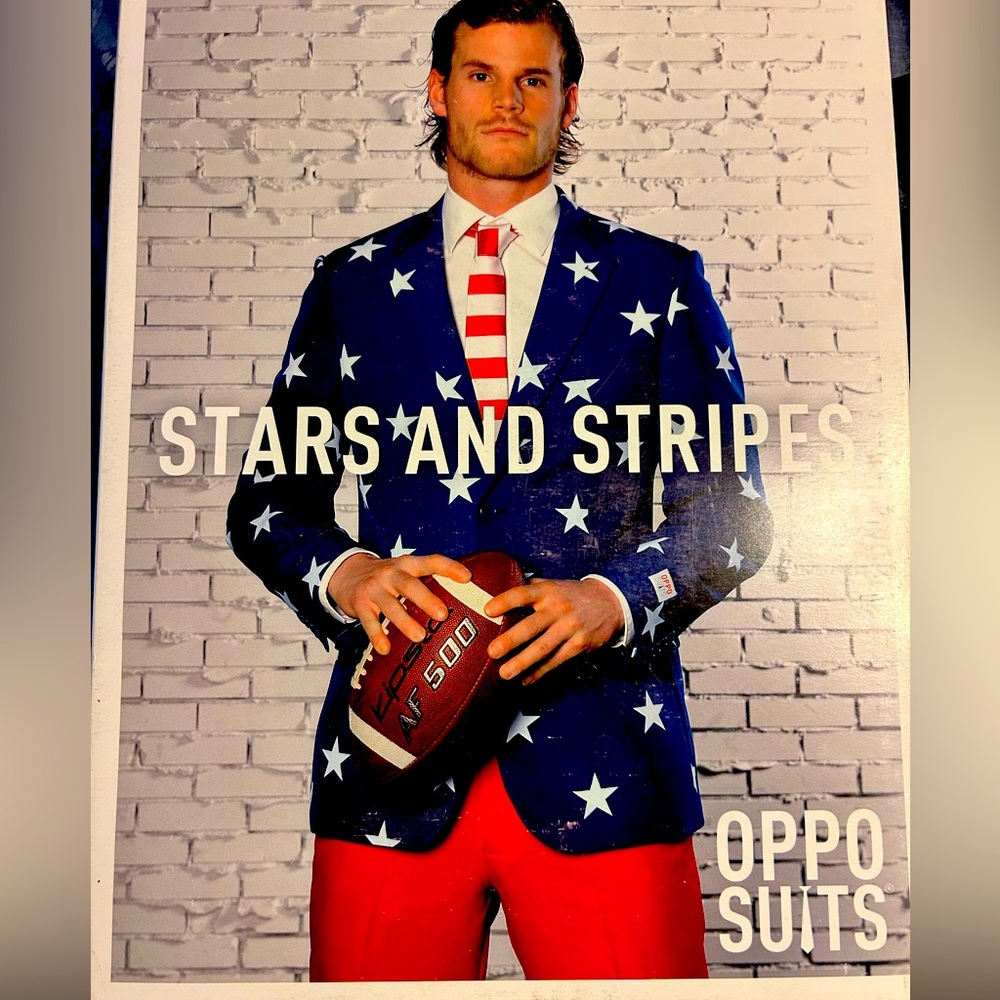 OppoSuits Blue and Red Patriotic Blazer and Tie